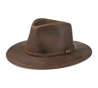 Stetson Chapeau Western Buffalo Leather Femme/Homme - de Rodeo Cowboy avec Bandeau en Cuir Printemps-ete Ete - XL (60-61 cm) Marron Fonce