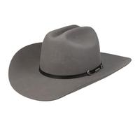 Stetson Chapeau Western Laramie Wool Homme - de Cowboy en Laine Rodeo avec Bandeau Cuir Automne-Hiver Automne Hiver - M (56-57 cm) Gris