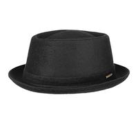 Stetson Chapeau Wool Pork Pie Femme/Homme - Made in Italy en Laine de Feutre Porkpie avec Doublure, Doublure Hiver Automne-Hiver - 61 cm Noir