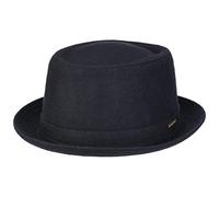 Stetson Chapeau Wool Pork Pie Femme/Homme - Made in Italy en Laine de Feutre Porkpie avec Doublure, Doublure Hiver Automne-Hiver - 62 cm Bleu Fonce