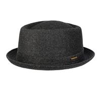 STETSON Chapeau Wool Pork Pie Femme/Homme - Made in Italy en Laine de Feutre Porkpie avec Doublure, Doublure Hiver Automne-Hiver - 56 cm Anthracite