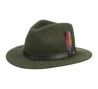 STETSON Chapeau Yutan en Feutre Laine Femme/Homme - Chapeaux pour Homme de Pluie avec Bandeau Cuir Hiver Automne Été Printemps Printemps-été - L (58-59 cm) Vert foncé