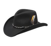 Stetson Chapeau Amasa Western VitaFelt Femme/Homme - Made in USA de Feutre Cowboy avec Bandeau en Cuir Hiver Automne Ete Printemps Printemps-ete - S (54-55 cm) Noir