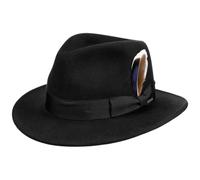 Stetson Chapeau en Laine Bradner Traveller Homme - de Feutre Outdoor avec Ruban Gros Grain Automne-Hiver Hiver - L (58-59 cm) Noir