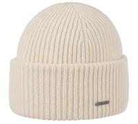 Stetson Bonnet en Laine Classic Uni Femme/Homme - Made in Italy Tricot Beanie pour l'hiver avec Revers Hiver Automne-Hiver - Taille Unique Blanc crème