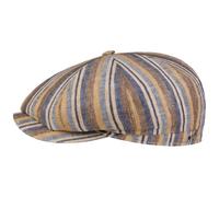Stetson Casquette en Lin Hatteras Sacota Femme/Homme - Made in The EU Type Gavroche avec Visiere, Doublure, Doublure Printemps-ete Printemps Ete - M (56-57 cm) Beige-Bleu