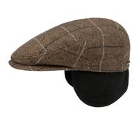 Stetson Kent Wool Ivy Cap with Earflaps Homme - Made in The EU Casquettes Casquette Gavroche pour l'hiver avec Visiere, Oreillettes, Doublure Hiver Automne-Hiver - 55 cm Beige-Marron