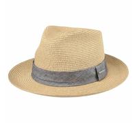 Stetson Chapeau en Paille Lintano Toyo Femme/Homme - Traveller de Soleil avec Ruban Gros Grain Ete Printemps-ete - S (54-55 cm) Nature