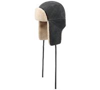 STETSON Chapka Calf Split Lapeer Homme - Bonnet en Cuir d'aviateur avec Oreillettes, Doublure, jugulaire, jugulaire Automne-Hiver Hiver - M (56-57 cm) Bleu foncé