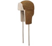 STETSON Chapka Calf Split Lapeer Homme - Bonnet en Cuir d'aviateur avec Oreillettes, Doublure, jugulaire, jugulaire Automne-Hiver Hiver - S (54-55 cm) Cognac