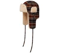 Stetson Chapka Checked Bomber Homme - bonnet de trappeur avec doublure, bandeau en cuir Hiver automne-hiver - M (56-57 cm) bleu-beige