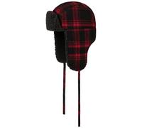 Stetson Chapka Country Check Lapeer Femme/Homme - Bonnet de Trappeur avec Oreillettes, Doublure, jugulaire, jugulaire Automne-Hiver Hiver - L (58-59 cm) Noir-Rouge