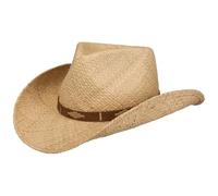 Stetson Chestercole Chapeau Cowboy de Paille Raphia Bande en Cuir Homme Printemps Ete