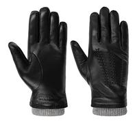Stetson Conductive Sheepskin Gants en cuir - Gants unis avec contraste - Gants élégants avec fonction tactile - Pour homme - Automne/hiver - Noir 9 HS