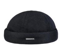 Stetson Bonnet Docker en Tricot Homme - pour l'hiver Beanie Coton avec Revers, Bonnets Docker, Doublure, Fermeture Fermeture Scratch Hiver Automne-Hiver - M (56-57 cm) Noir