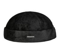 Stetson Bonnet Docker Pigskin Homme - Made in The EU en Cuir avec Revers, Bonnets Docker, Doublure Automne-Hiver Hiver - XL (60-61 cm) Noir