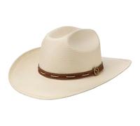 Stetson Chapeau en Paille Edcouch Western Toyo Homme - de Soleil Cowboy D'Ete avec Bandeau Cuir Ete Printemps-ete - S (54-55 cm) Nature