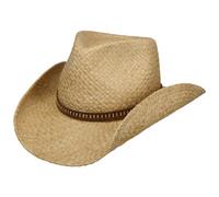 Stetson Chapeau en Paille Fair Oaks Western Femme/Homme - de Cowboy Raphia D'Ete avec Bandeau Cuir Printemps-ete Ete - XXL (62-63 cm) Nature