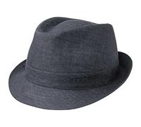 Stetson Chapeau Geneva Trilby en Lin Femme/Homme - Made in Italy Tissu D'Ete de Soleil avec Doublure Ete Printemps-ete - 56 cm Denim