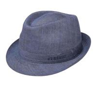 STETSON Chapeau Geneva Trilby en Lin Femme/Homme - Made in Italy Tissu d'été de Soleil avec Doublure Été Printemps-été - 58 cm Bleu