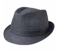 Stetson Chapeau Geneva Trilby en Lin Femme/Homme - Made in Italy Tissu D'Ete de Soleil avec Doublure Ete Printemps-ete - 61 cm Denim
