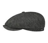 Stetson Casquette Hatteras Classic Wool Homme - Type Gavroche Laine avec Visiere, Doublure, Doublure Hiver Automne-Hiver - 59 cm Gris-Noir