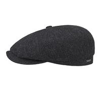 Stetson Casquette Hatteras Classic Wool Homme - Type Gavroche Laine avec visière, Doublure, Doublure Automne-Hiver - 60 cm Noir-Gris