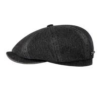 Stetson Hatteras Denim Garage Casquette plate pour homme avec visière Automne Hiver Automne Hiver, Noir , M