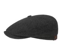 STETSON Casquette Hatteras Noir Femme/Homme - Type Gavroche Plate avec visière, Doublure Hiver Automne-Hiver - 55 cm Anthracite