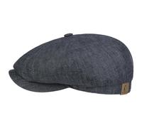 Stetson Casquette Hatteras en Lin Femme/Homme - Made in The EU Newsboy avec Visiere, Doublure Printemps-ete Ete - 60 cm Denim