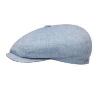 STETSON Casquette en Lin Hatteras Classic Femme/Homme - Made in The EU Type Gavroche avec visière, Doublure Hiver Automne Printemps Été Printemps-été - 56 cm Bleu Clair