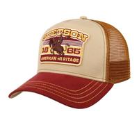 Stetson Casquette Trucker Heritage Rodeo Homme - de Baseball Mesh Snapback, avec visière, Doublure, Doublure Printemps-été Printemps Été Automne Hiver - Taille Unique Beige-Rouge