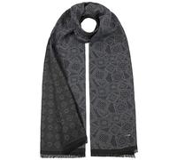 Stetson Echarpe en Coton Jacquard Stamps Femme/Homme - Made in Italy echarpe pour l'hiver foulard femme a franges Hiver automne-hiver - taille unique bleu fonce