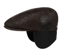STETSON Casquette avec Oreillettes Kent Pigskin Homme - Made in The EU en Cuir Gavroche protège-Oreilles visière, Oreillettes, Doublure Hiver Automne-Hiver - L (58-59 cm) Marron foncé