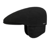 STETSON Casquette Kent à Oreillettes Femme/Homme - Made in The EU Plate Laine Gavroche avec visière, Oreillettes, Doublure, Doublure Hiver Automne-Hiver - M (56-57 cm) Noir