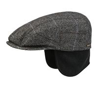Stetson Kent Wool Ivy Cap with Earflaps Homme - Made in The EU Casquettes Casquette Gavroche pour l'hiver avec visière, Oreillettes, Doublure Hiver Automne-Hiver - XL (60-61 cm) Gris-Noir