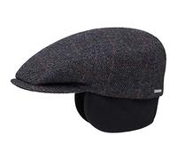 STETSON Kent Wool Ivy Cap with Earflaps Homme - Made in The EU Casquettes Casquette Gavroche pour l'hiver avec visière, Oreillettes, Doublure Hiver Automne-Hiver - 61 cm Anthracite