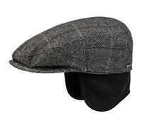 Stetson Kent Wool Ivy Cap with Earflaps Homme - Made in The EU Casquettes Casquette Gavroche pour l'hiver avec Visiere, Oreillettes, Doublure Hiver Automne-Hiver - M (56-57 cm) Gris-Noir