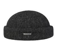 Stetson Bonnet Docker Lavoy Herringbone Wool Homme - Made in The EU Casquette Style pour l'hiver avec Revers, Bonnets Docker, Doublure Hiver Automne-Hiver - S (54-55 cm) Anthracite