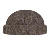 Stetson Bonnet Docker Lavoy Herringbone Wool Homme - Made in The EU Casquette Style pour l'hiver avec Revers, Bonnets Docker, Doublure Hiver Automne-Hiver - S (54-55 cm) Beige foncé
