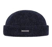 Stetson Bonnet Docker Lavoy Herringbone Wool Homme - Made in The EU Casquette Style pour l'hiver avec Revers, Bonnets Docker, Doublure Hiver Automne-Hiver - XL (60-61 cm) Bleu foncé