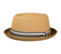 STETSON Chapeau en Paille Licano Toyo Pork Pie Femme/Homme - de Plage Soleil avec Doublure, Ruban Gros Grain Été Printemps-été - M (56-57 cm) Marron