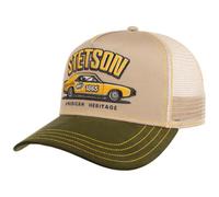 Stetson Casquette Trucker Muscle Car Heritage Homme - de Baseball Mesh Snapback, avec visière Printemps-été Printemps Été Automne Hiver - Taille Unique Beige-Vert