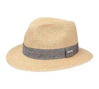 STETSON Chapeau en Paille Nark Toyo Femme/Homme - d'été de Plage Soleil avec Ruban Gros Grain Été Printemps-été - XXL (62-63 cm) Beige-moucheté