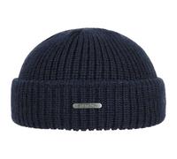 STETSON Bonnet Nashville Docker Femme/Homme - Made in Italy Bord Pliable en Tricot Laine avec Revers, Bonnets Hiver Automne-Hiver - Taille Unique Bleu