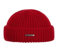 STETSON Bonnet Nashville Docker Femme/Homme - Made in Italy Bord Pliable en Tricot Laine avec Revers, Bonnets Hiver Automne-Hiver - Taille Unique Rouge