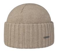 Stetson Northport Bonnet d'hiver en laine mérinos - Bonnet fabriqué en Italie - Bonnet marin pour homme/femme - Bonnet en laine mérinos automne/hiver, Beige chiné, taille unique