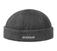 STETSON Bonnet Docker Old Cotton Winter Homme - pour l'hiver avec Revers, Bonnets Docker, Doublure, fermé à l’arrière, Doublure Hiver Automne-Hiver - XL (60-61 cm) Noir