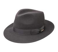 STETSON Chapeau Bogart Penn Femme/Homme - Made in The EU Feutre de Poil à Rabat avec Doublure, Ruban Gros Grain Hiver Automne Été Printemps Printemps-été - 57 cm Gris