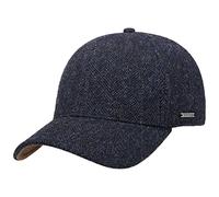 Stetson Plano Casquette en Laine pour Homme, visière Dessous Cuir, Motif Chevrons, Doublure Coton, Automne/Hiver, Noir-Bleu, XXL (62-63 cm)